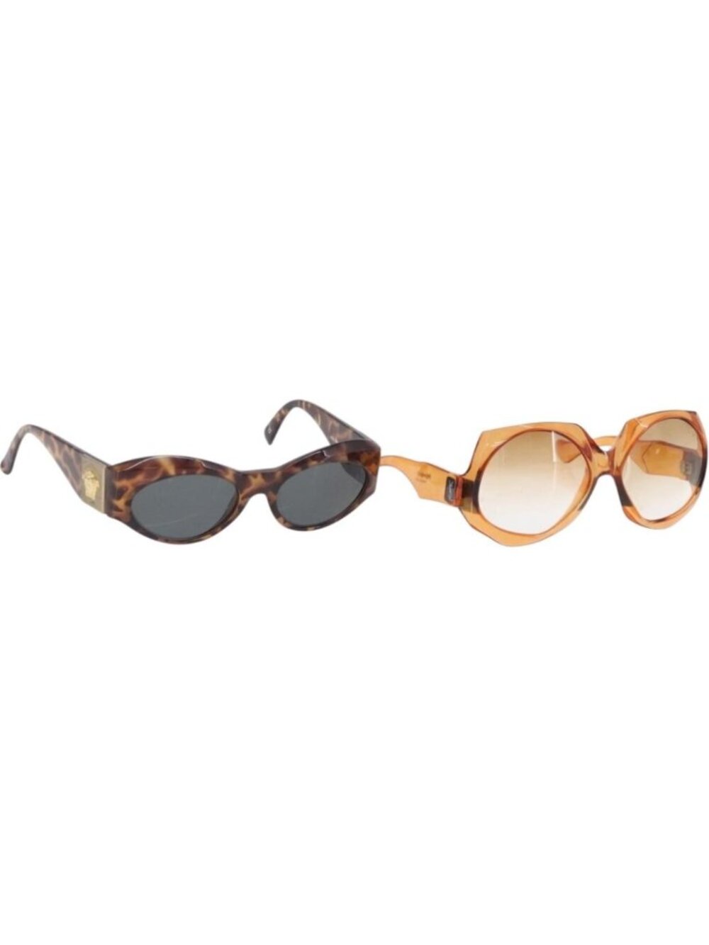 VERSACE Saint Laurent Sunglasses Plastic 2 Set Brown